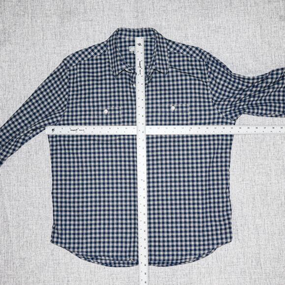 ASH & ERIE Men's Button up Flannel Shirt in Blue Grey Gingham check size Large - Picture 6 of 7